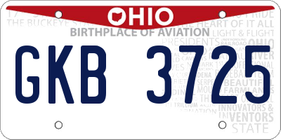 OH license plate GKB3725