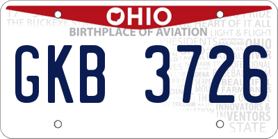 OH license plate GKB3726