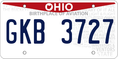 OH license plate GKB3727