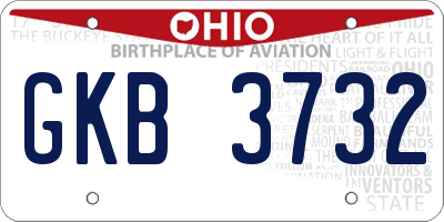 OH license plate GKB3732