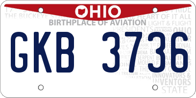 OH license plate GKB3736