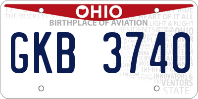 OH license plate GKB3740