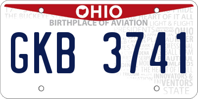 OH license plate GKB3741