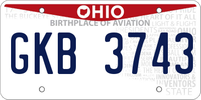 OH license plate GKB3743
