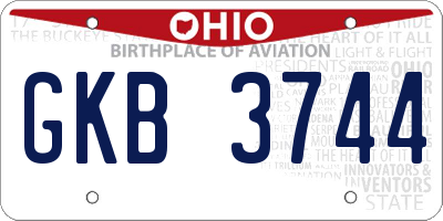 OH license plate GKB3744