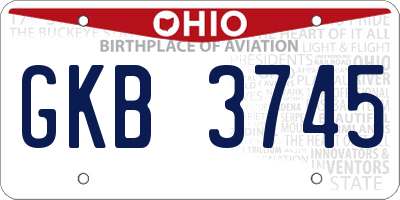 OH license plate GKB3745