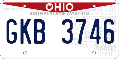 OH license plate GKB3746