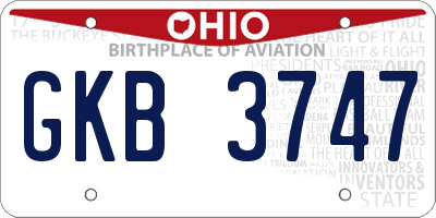 OH license plate GKB3747