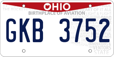 OH license plate GKB3752