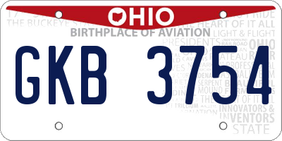 OH license plate GKB3754