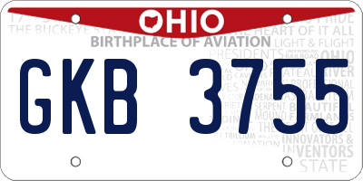 OH license plate GKB3755