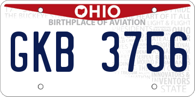 OH license plate GKB3756