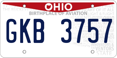 OH license plate GKB3757