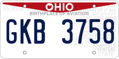 OH license plate GKB3758