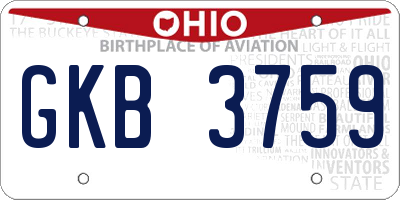 OH license plate GKB3759