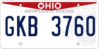 OH license plate GKB3760