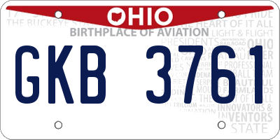 OH license plate GKB3761
