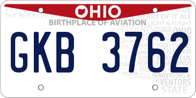 OH license plate GKB3762