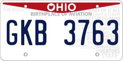 OH license plate GKB3763
