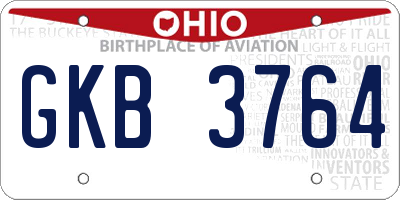 OH license plate GKB3764