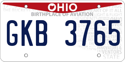 OH license plate GKB3765