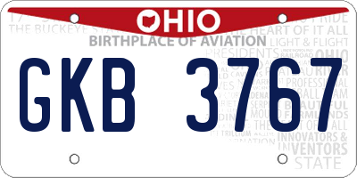 OH license plate GKB3767