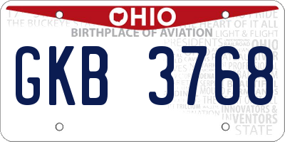 OH license plate GKB3768