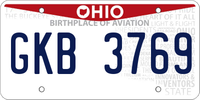 OH license plate GKB3769