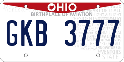 OH license plate GKB3777