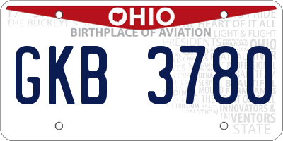 OH license plate GKB3780