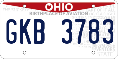 OH license plate GKB3783