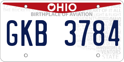 OH license plate GKB3784