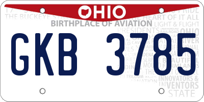 OH license plate GKB3785