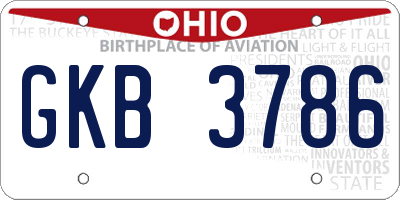 OH license plate GKB3786