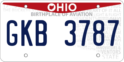 OH license plate GKB3787