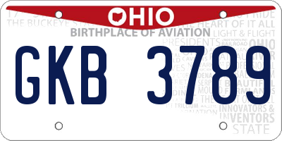 OH license plate GKB3789