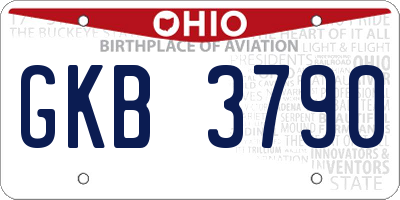 OH license plate GKB3790