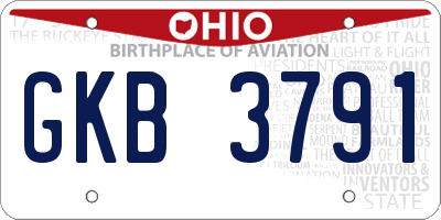 OH license plate GKB3791