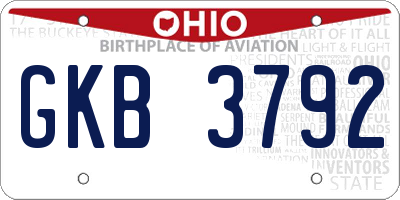 OH license plate GKB3792