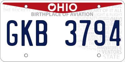 OH license plate GKB3794