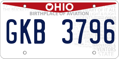 OH license plate GKB3796