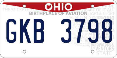 OH license plate GKB3798