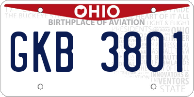 OH license plate GKB3801