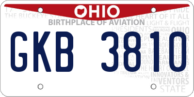 OH license plate GKB3810