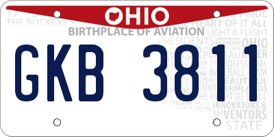 OH license plate GKB3811