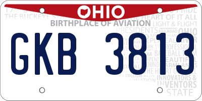 OH license plate GKB3813