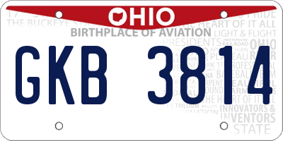 OH license plate GKB3814