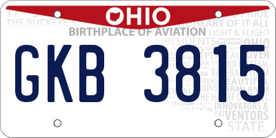 OH license plate GKB3815