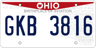 OH license plate GKB3816