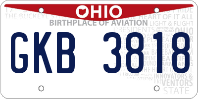 OH license plate GKB3818